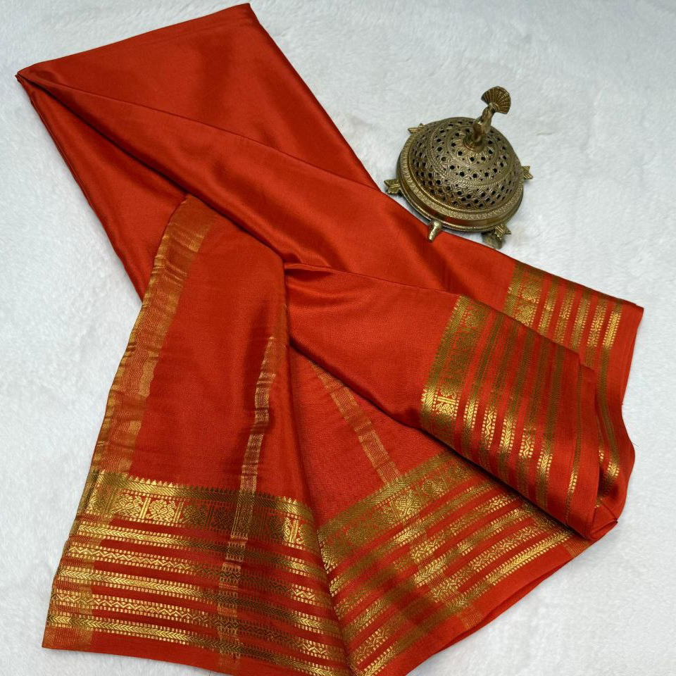 Mysore crape elephant border saree